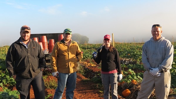 research station staff in the field