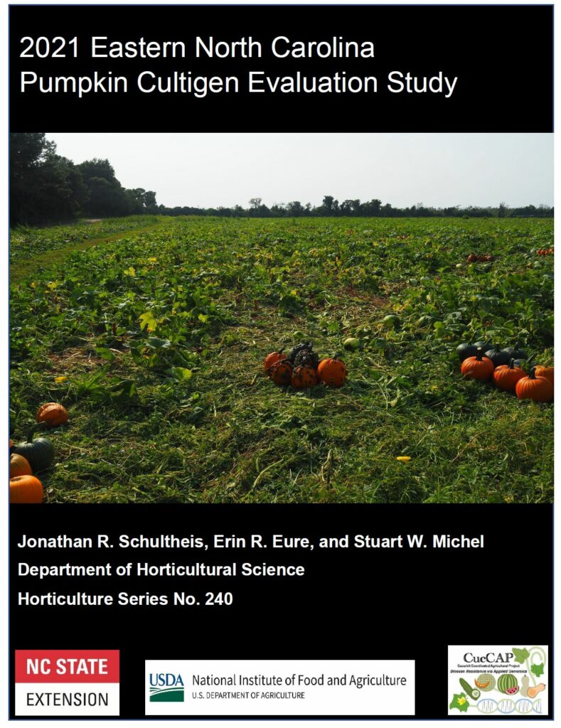 Cover page for the 2021 Eastern North Carolina Pumpkin Cultigen Evaluation Study. 