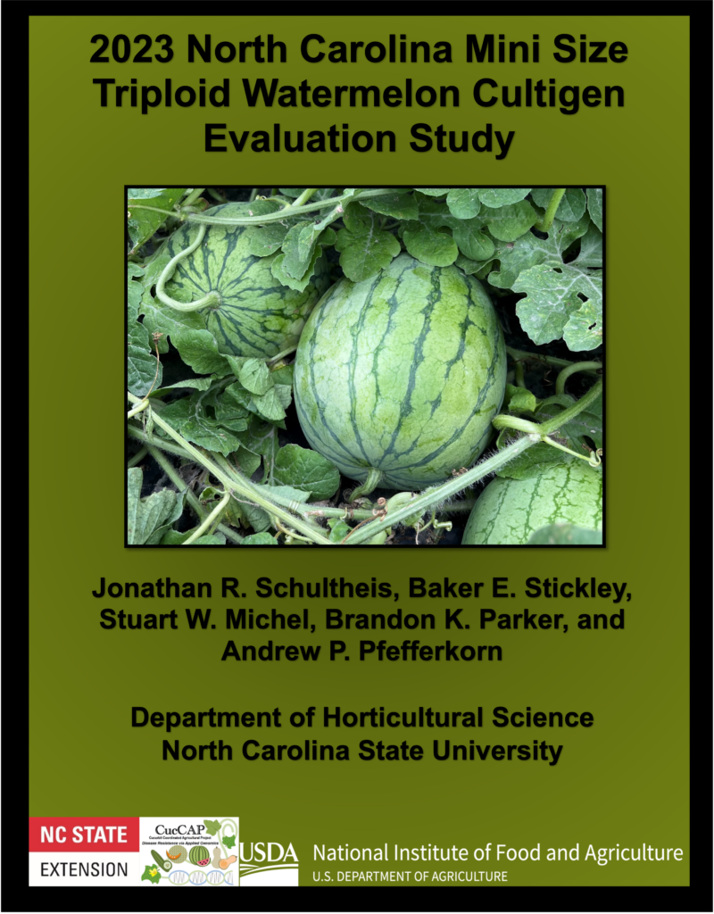 Cover page for 2023 North Carolina Mini Size Triploid Watermelon Cultigen Evaluation Study