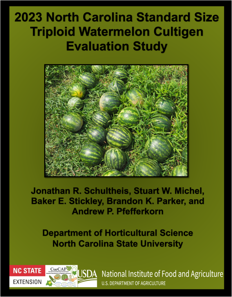 Cover for 2023 North Carolina Standard Size Triploid Watermelon Cultigen Evaluation Study 