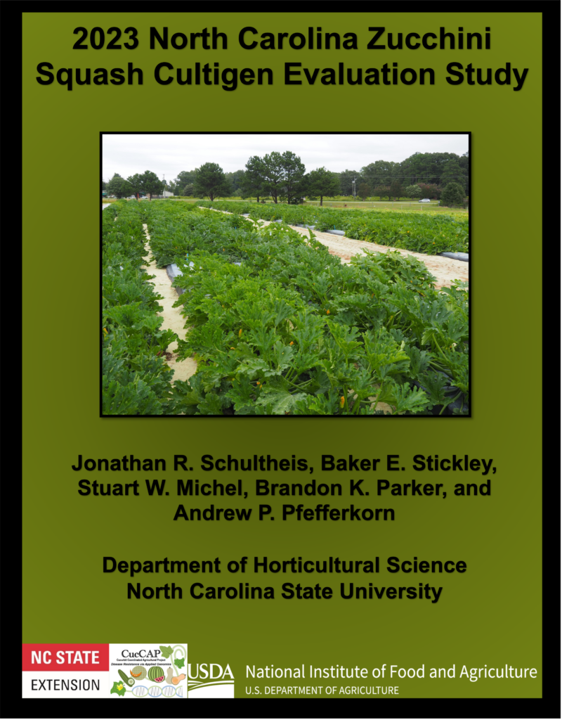 Cover page for the 2023 North Carolina Zucchini Squash Cultigen Evaluation Study